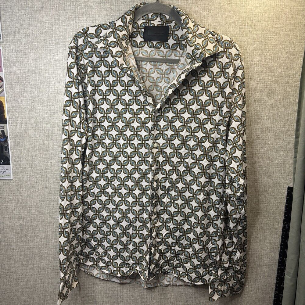 RRD by Roberto Ricci Designs Performance Button Up Men's Size 52 Geometric Chain